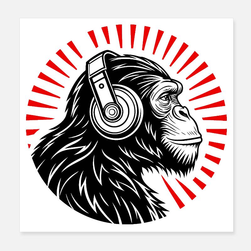 Groove Monkey – Le DJ de la nature Poster 20 x 20 cm
