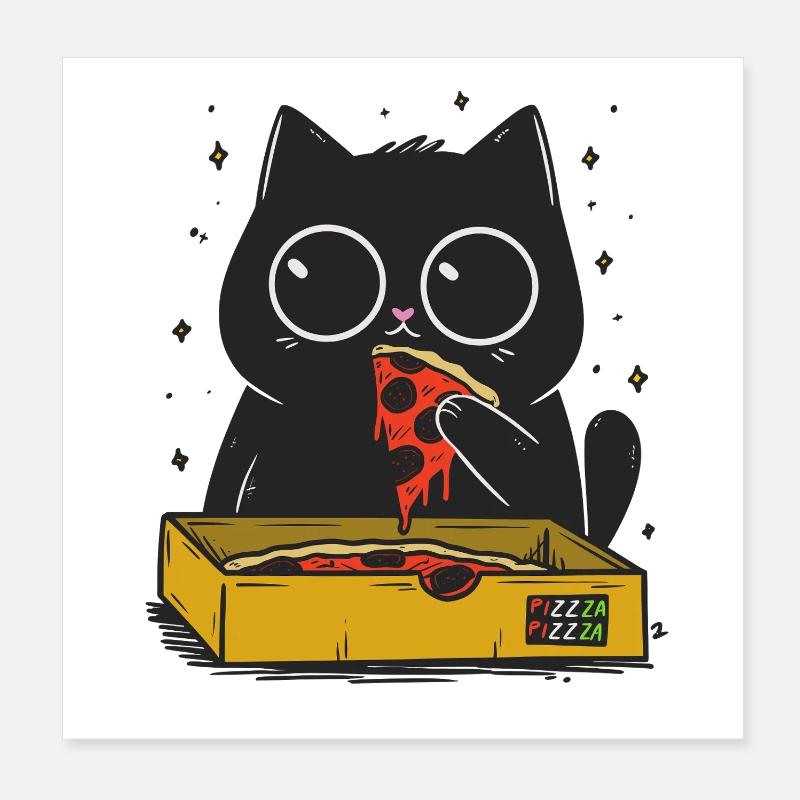Pizza Kitty en couleur Poster 20 x 20 cm