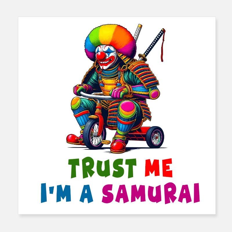 Clown samouraï Poster 20 x 20 cm