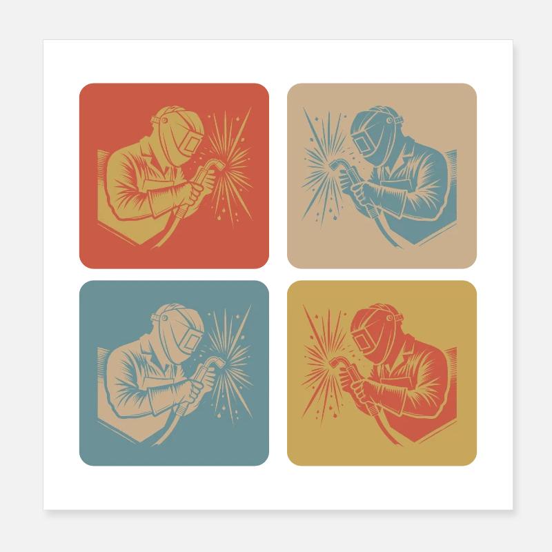Soudeurs au style rétro Poster 20 x 20 cm