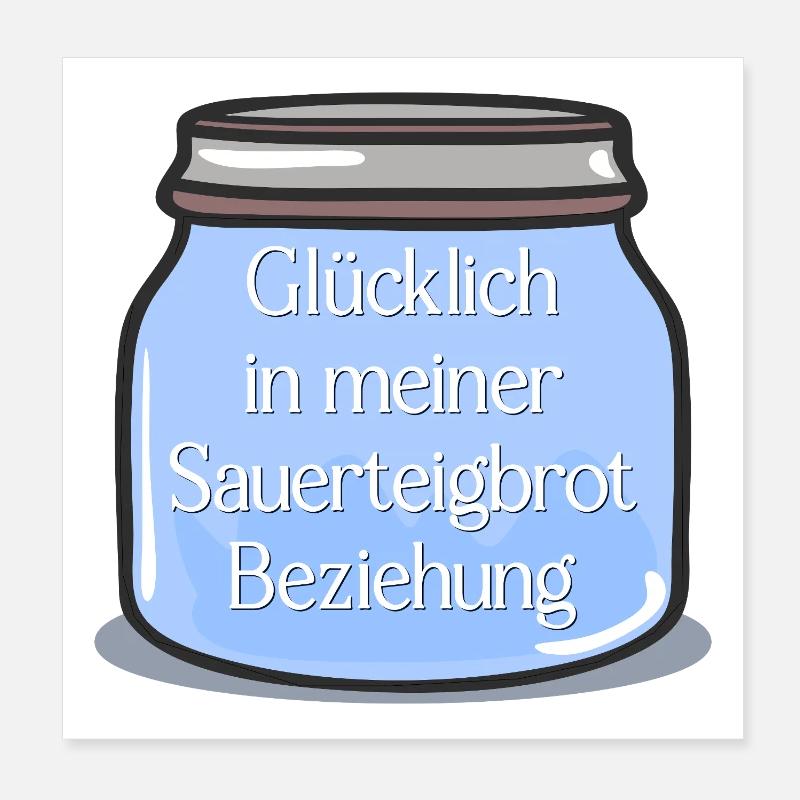 SAUERTEIG BROT BACKEN BEZIEHUNG - Poster 20x20 cm - Weiß