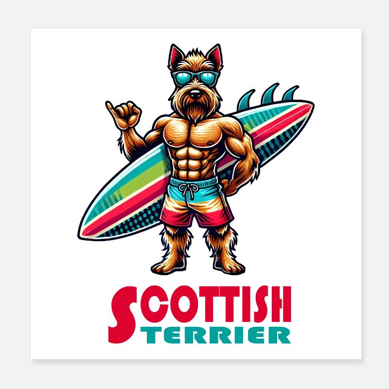 Scottish Terrier Surfer Poster 8" x 8" (20x20 cm)