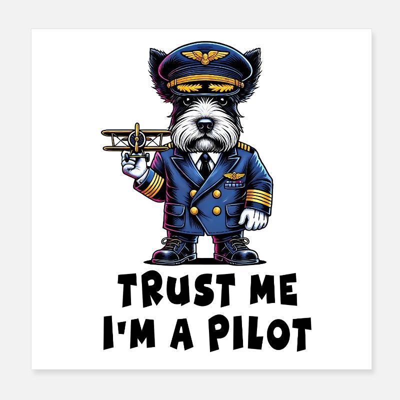 Scottish Terrier vertraue mir ich bin Pilot Poster 20x20 cm