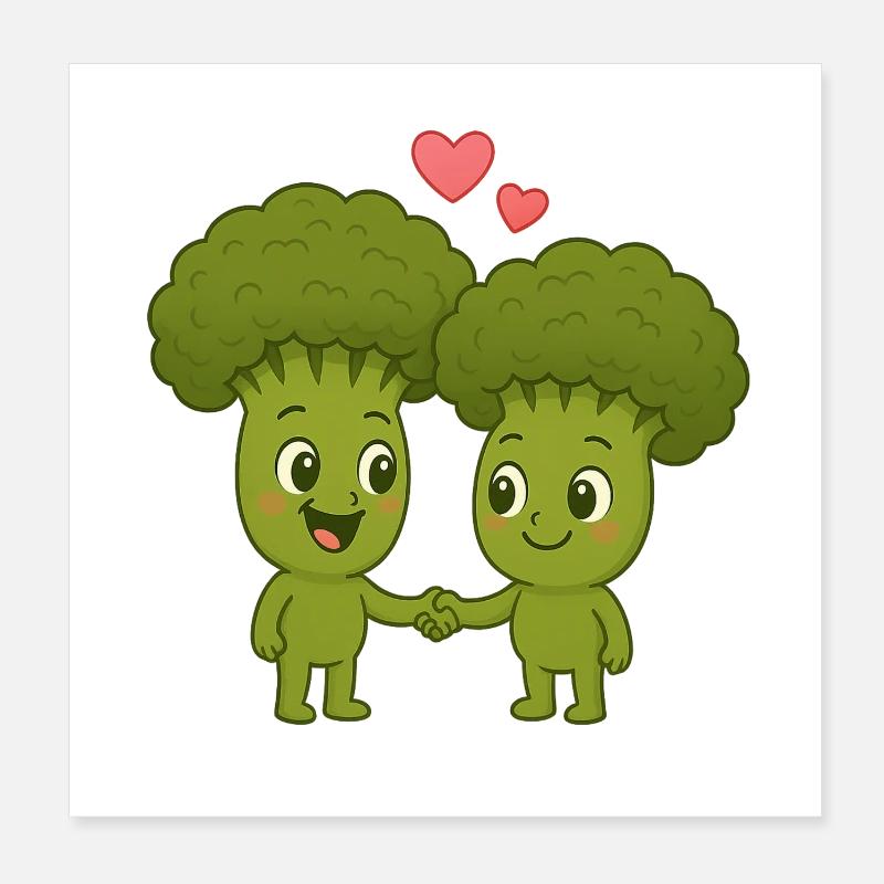 Cute broccoli with hearts Poster 8" x 8" (20x20 cm)