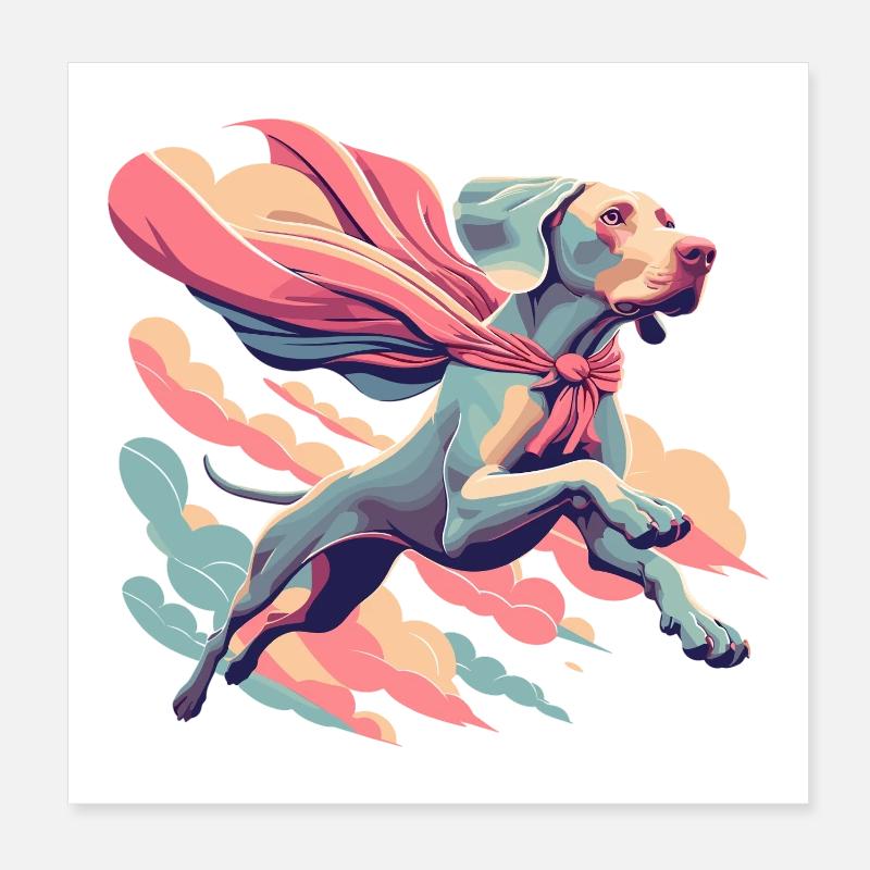 Super Hund Weimaraner Weimi Cape Umhang Geschenk Poster 20x20 cm