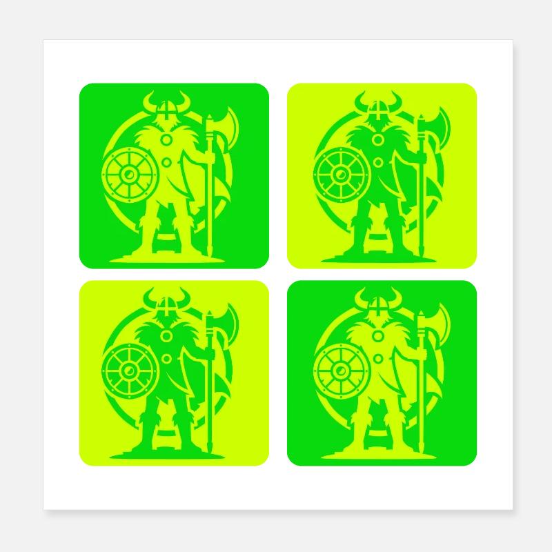 Nordischer Wikinger Silhouette Poster 20x20 cm