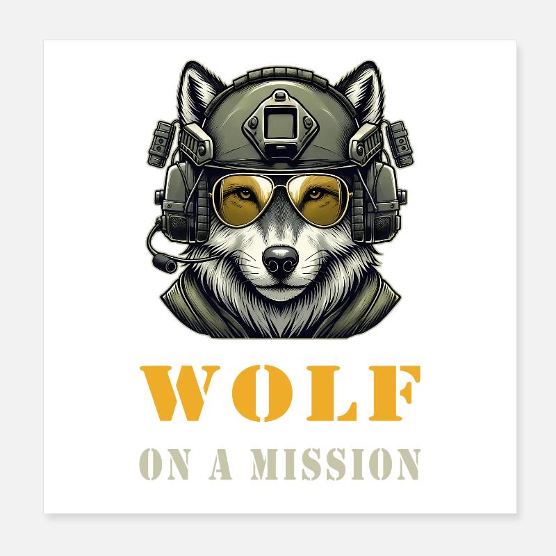 Wolf in Mission Poster 20x20 cm