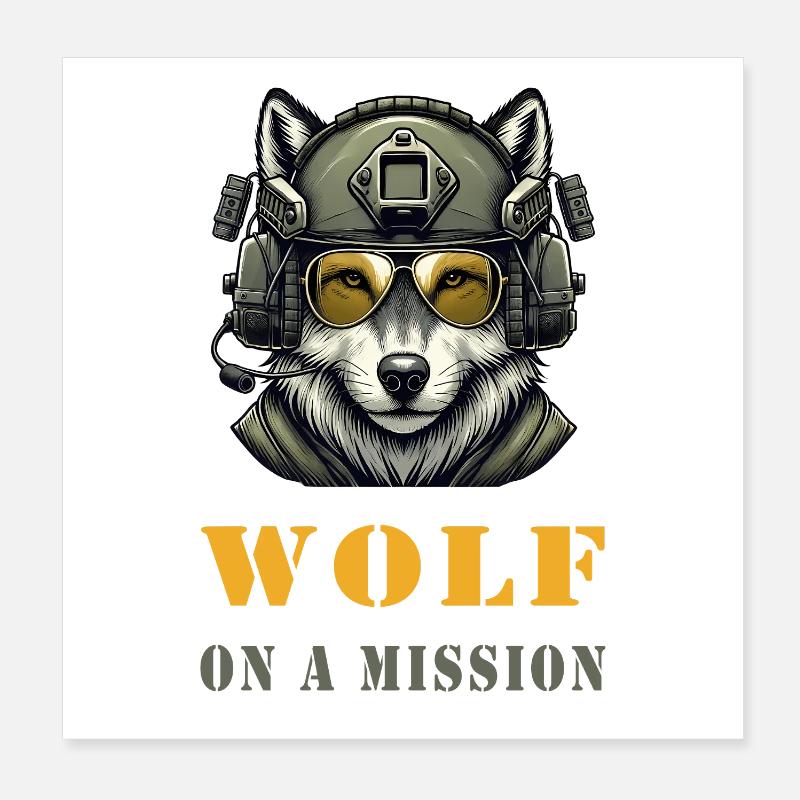 Wolf in Mission Poster 20x20 cm