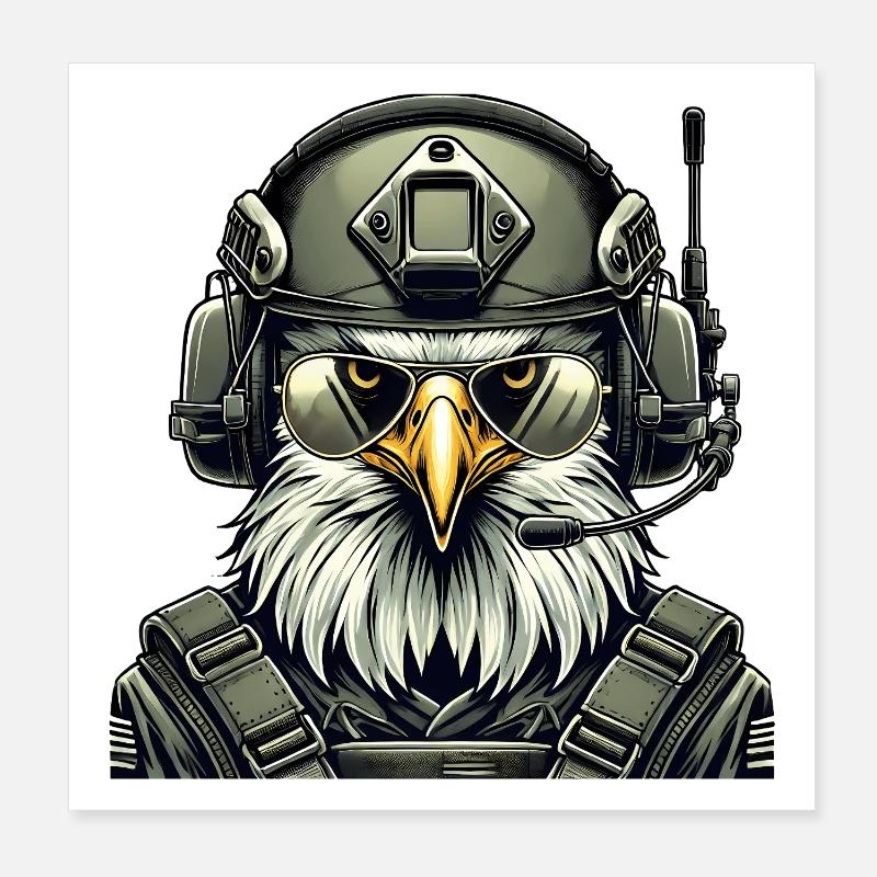 Aigle militaire en mission Poster 20 x 20 cm