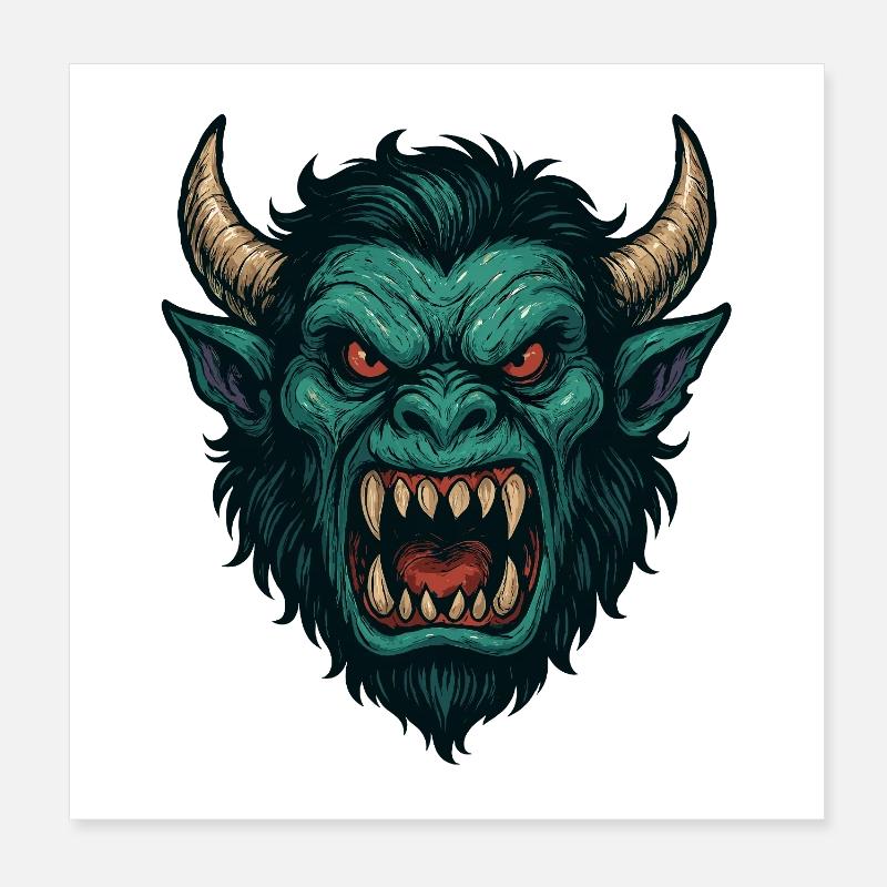 Dämonisches Wyrmgesicht Poster 20x20 cm