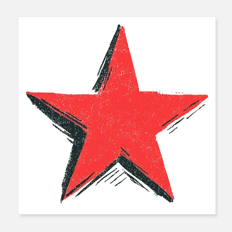 Red Star Poster 20x20 cm