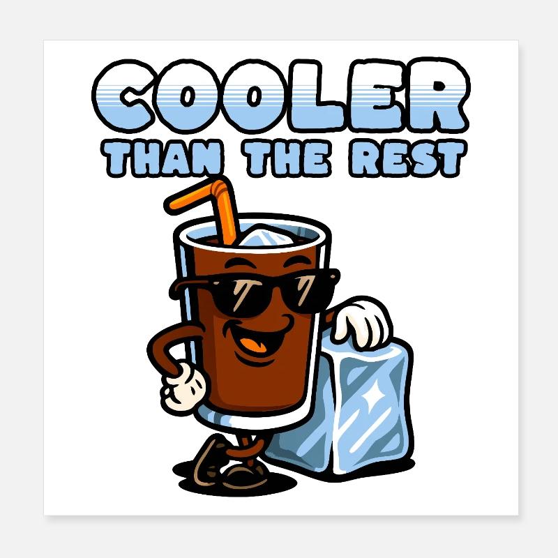 Cola-Figur mit Eiscreme und Sonnenbrille Poster 20x20 cm