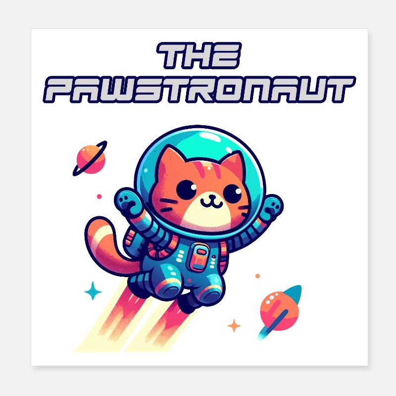 Astronaut Cat in Space Poster 8" x 8" (20x20 cm)