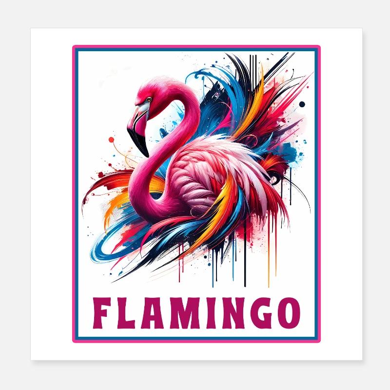 Graffiti Flamingo Explosion Poster 20 x 20 cm