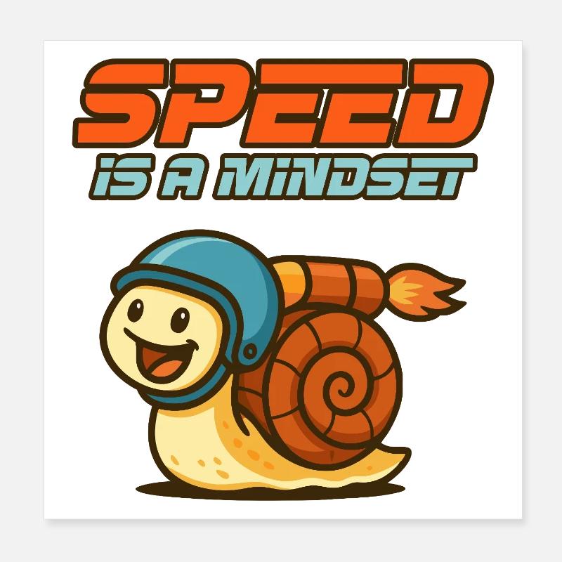 Réfléchis vite - Escargot avec casque Poster 20 x 20 cm