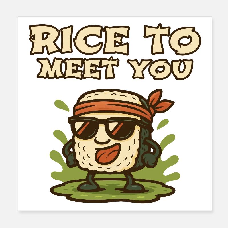 Riz pour te rencontrer Riz de dessins animés Poster 20 x 20 cm