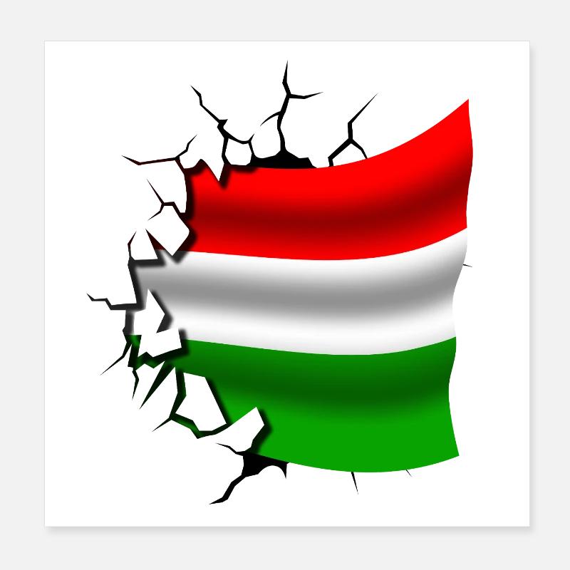 Drapeau de la Hongrie - Hongrie - Drapeau Broken Design Poster 20 x 20 cm