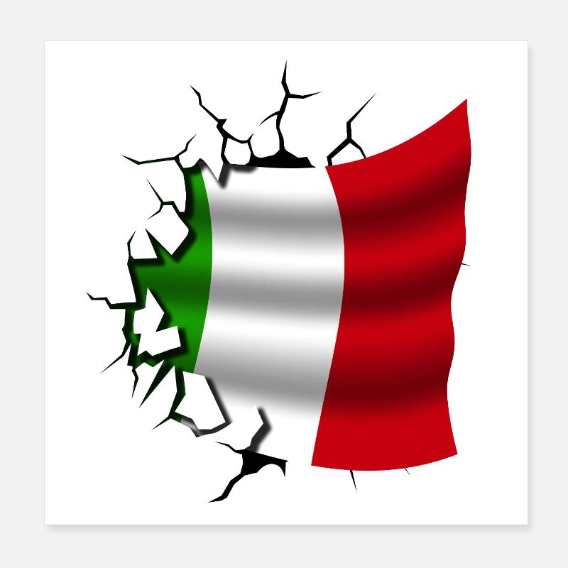 Drapeau de l’Italie - Italie - Drapeau Broken Design Poster 20 x 20 cm