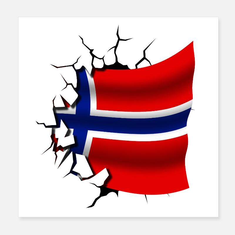 Drapeau de la Norvège - Norvège - Drapeau Broken Design Poster 20 x 20 cm