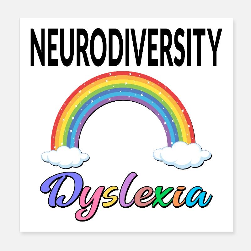 RAINBOW INCLUSION NEURODIVERSITY DYSLEXIA Poster 20x20 cm