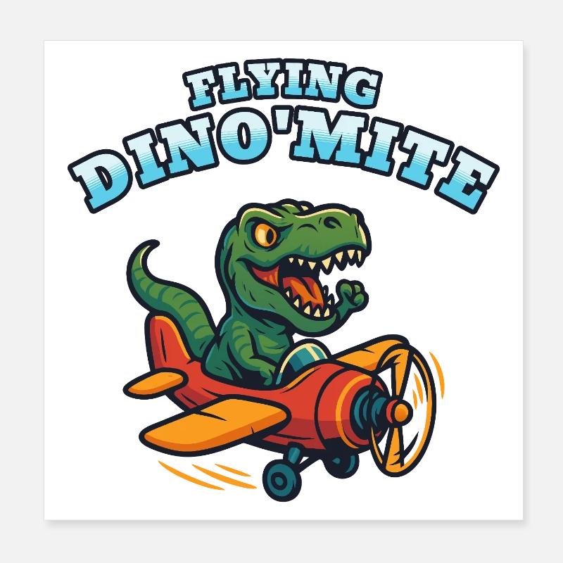 Avion Dino’Mite volant Poster 20 x 20 cm