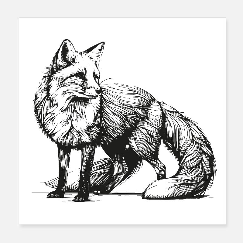 Renard – Garde forestier Poster 20 x 20 cm