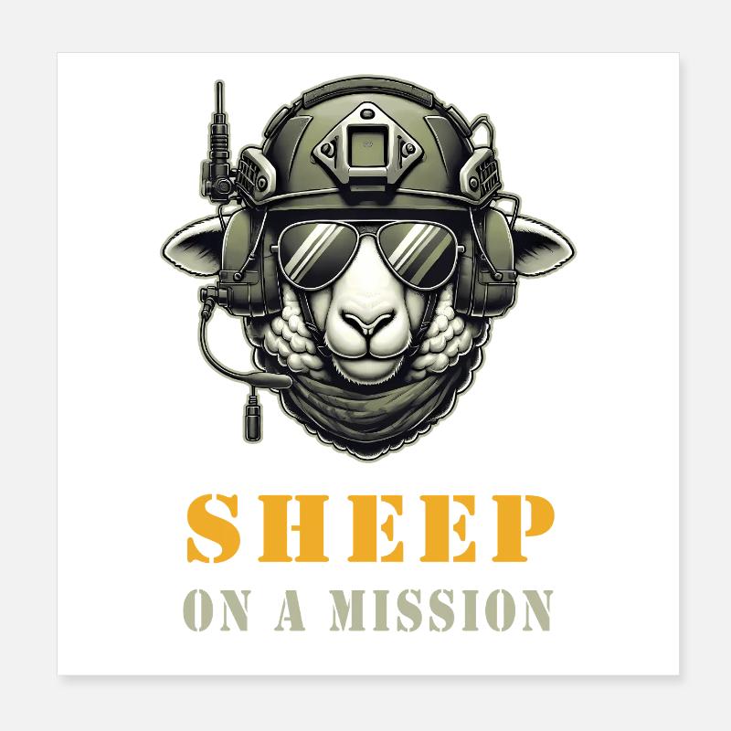 Sheep on a mission Poster 8" x 8" (20x20 cm)