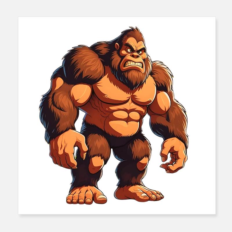 Grimmiger Gorilla-Krieger Illustration Poster 20x20 cm