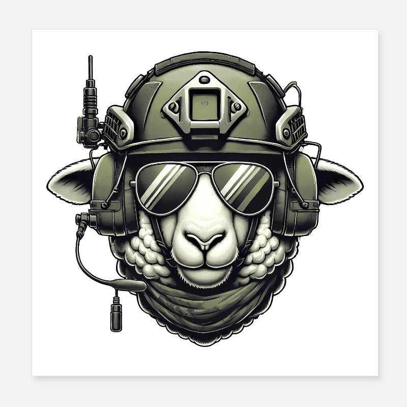 Sheep Military Design Poster 8" x 8" (20x20 cm)