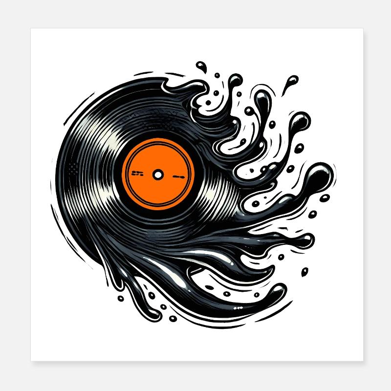 Vinyl Splash – Retro Musik Style - Poster 20x20 cm - Weiß