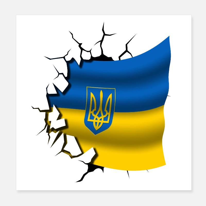 Drapeau de l’Ukraine - Ukraine - Drapeau Broken Design Poster 20 x 20 cm