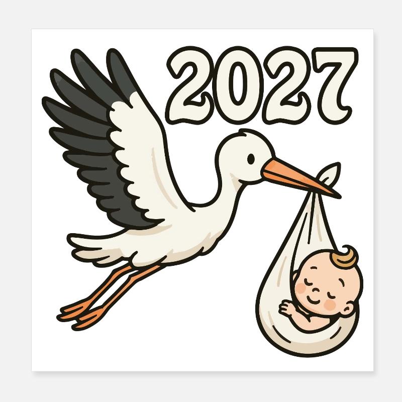 Stork with foundling in its beak 2027 Poster 8" x 8" (20x20 cm)