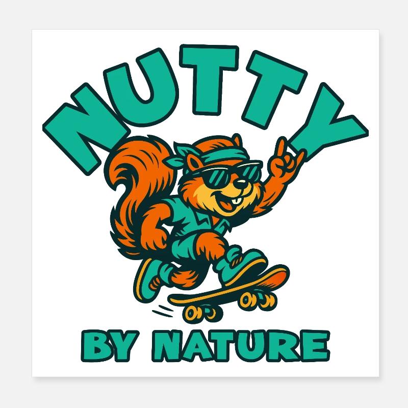 Nutty par nature Squirrel Spate Poster 20 x 20 cm