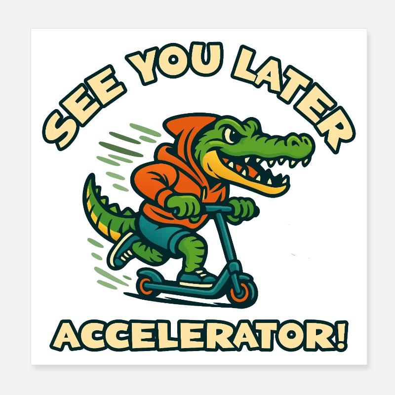 Crocodile on scooter Poster 8" x 8" (20x20 cm)