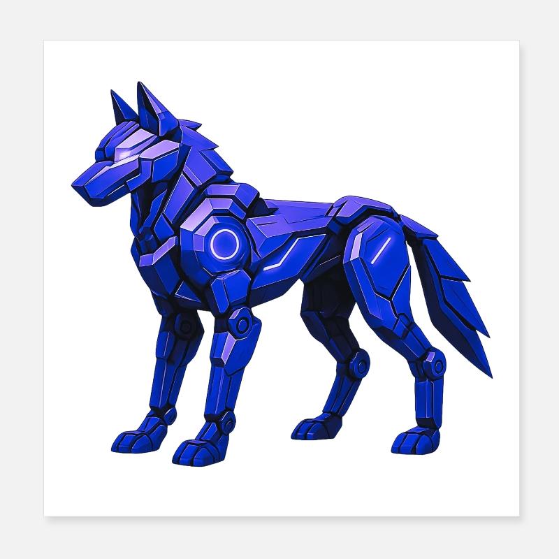 Futuristic Digital Wolf Illustration Poster 8" x 8" (20x20 cm)