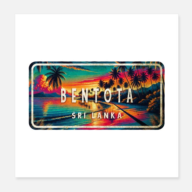 Plage de Bentota, Sri Lanka, Coucher de soleil Poster 20 x 20 cm