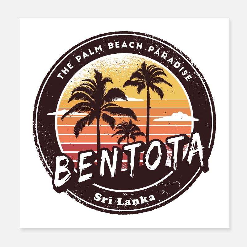 Bentota Beach Sri Lanka Palm Trees Design Poster 8" x 8" (20x20 cm)