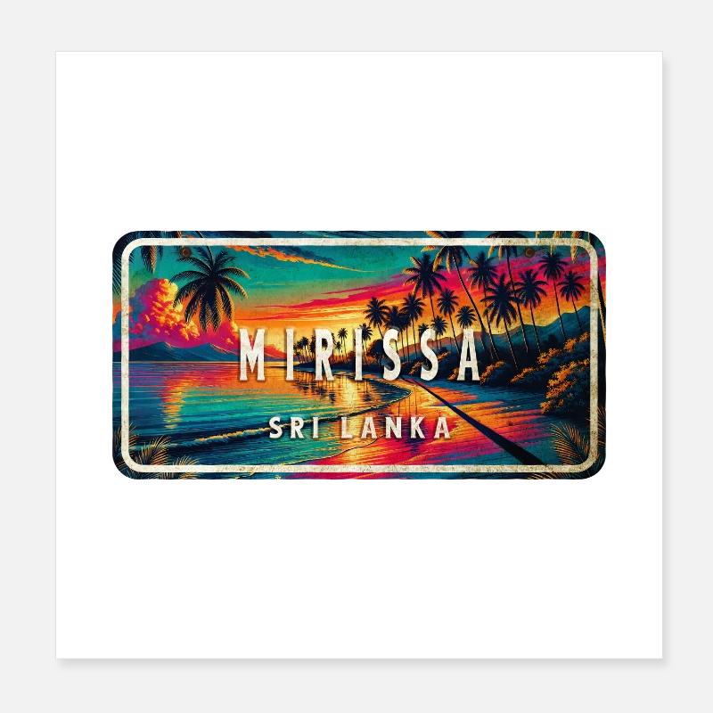Mirissa Sri Lanka Coucher de soleil Poster 20 x 20 cm