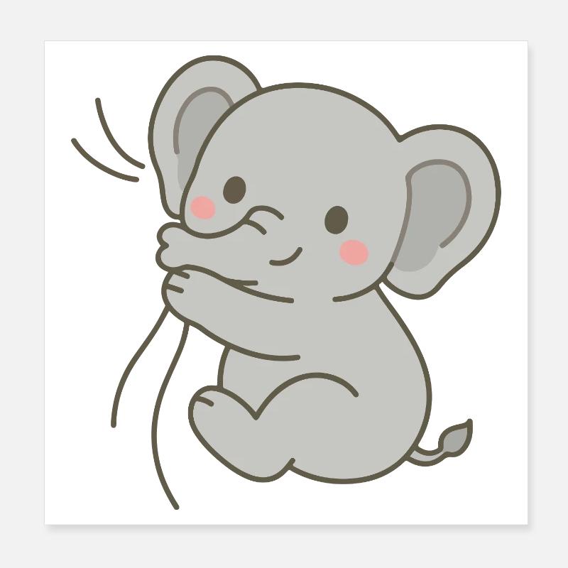 Snuggled elephant calf Poster 8" x 8" (20x20 cm)