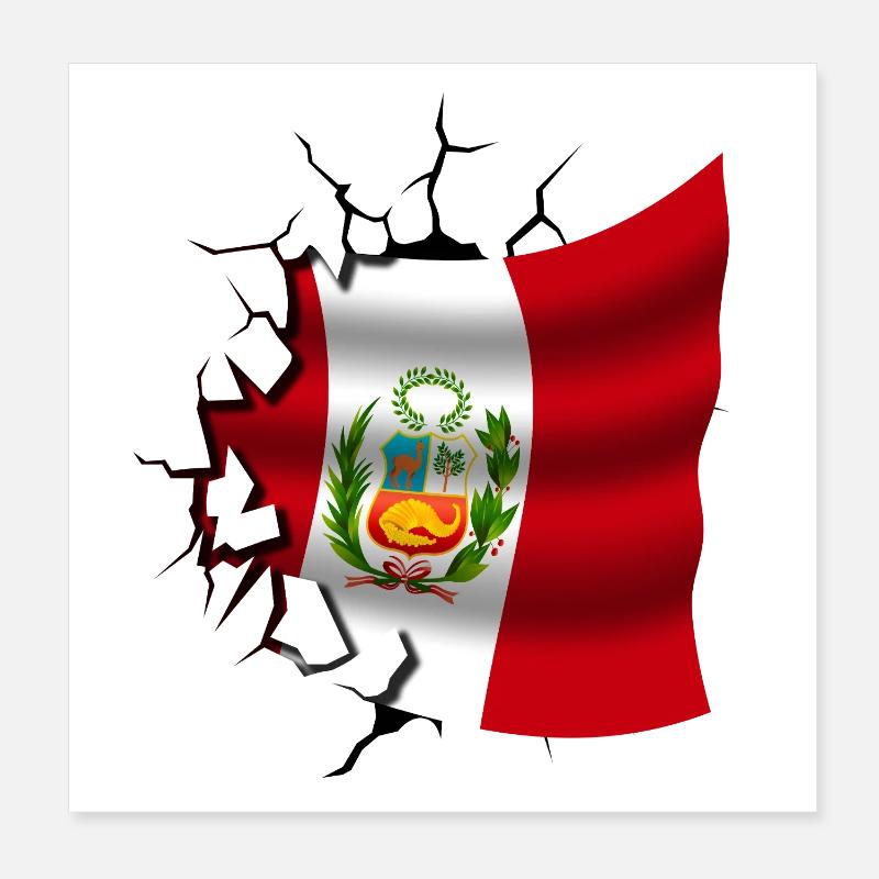 Flagge von Peru - Peru - Flagge Broken Design Poster 20x20 cm