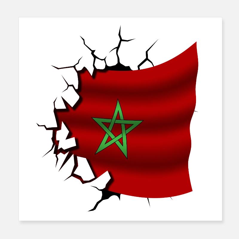 Drapeau du Maroc - Maroc - Drapeau Broken Design Poster 20 x 20 cm