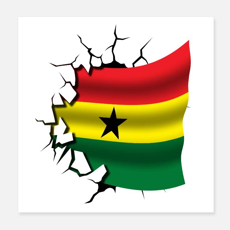 Drapeau du Ghana - Ghana - Drapeau Broken Design Poster 20 x 20 cm