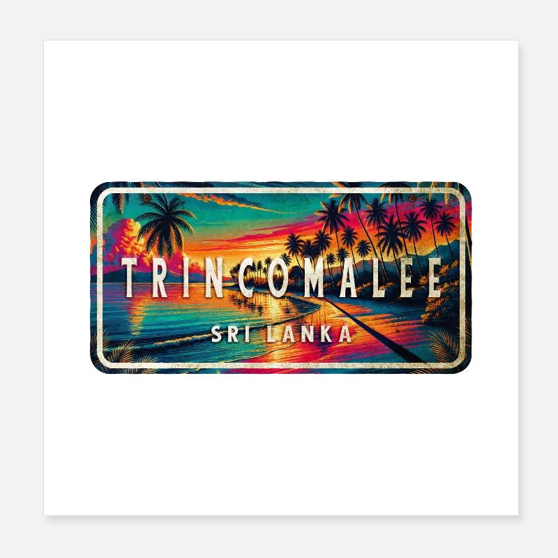 Trincomalee Beach Sunset Schild Poster 20x20 cm