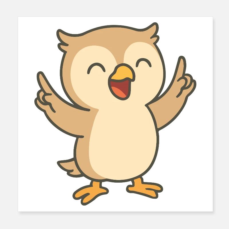 Good Mood Owl Poster 8" x 8" (20x20 cm)