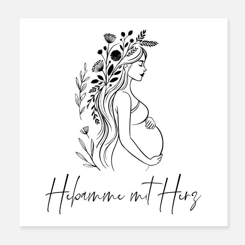 Hebamme mit Herz - Boho, personalisierbar Poster 20x20 cm
