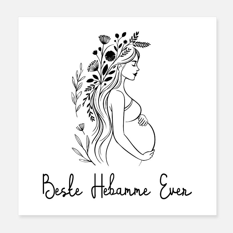 Beste Hebamme Ever - Boho, personalisierbar Poster 20x20 cm