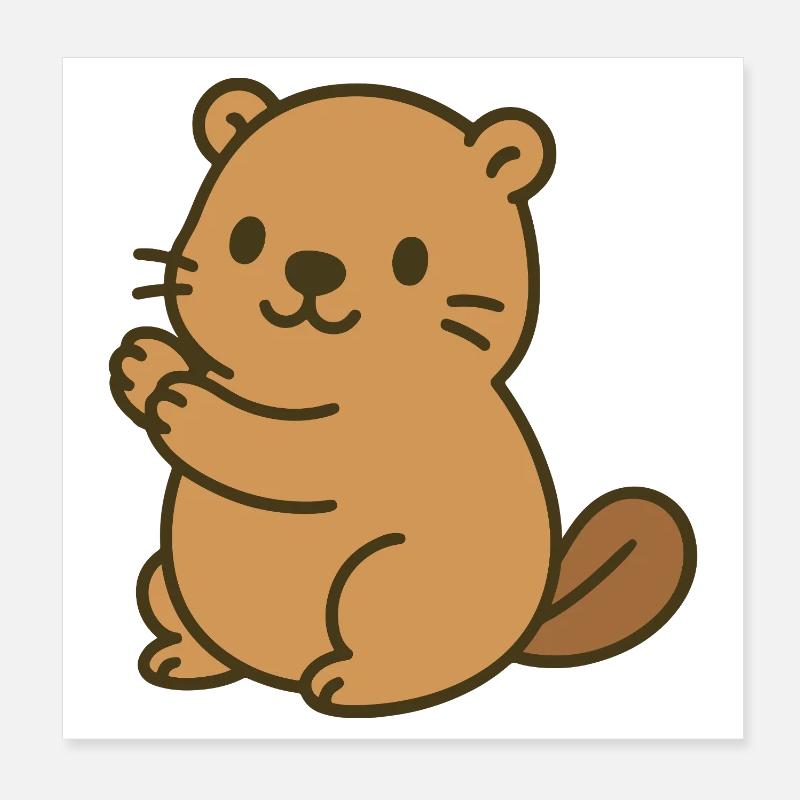 Mignon bébé castor Poster 20 x 20 cm