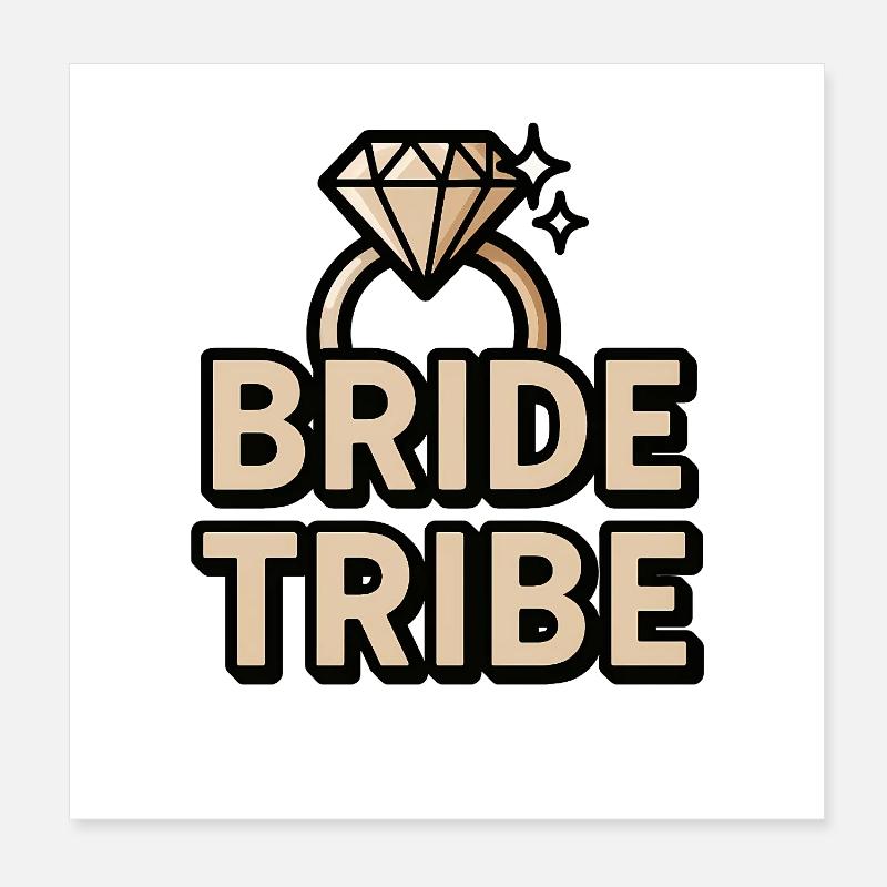 Bride Tribe EVJF bague dorée chic Poster 20 x 20 cm