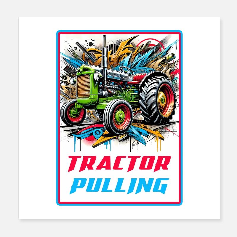 Tractor Pulling Power Poster 8" x 8" (20x20 cm)