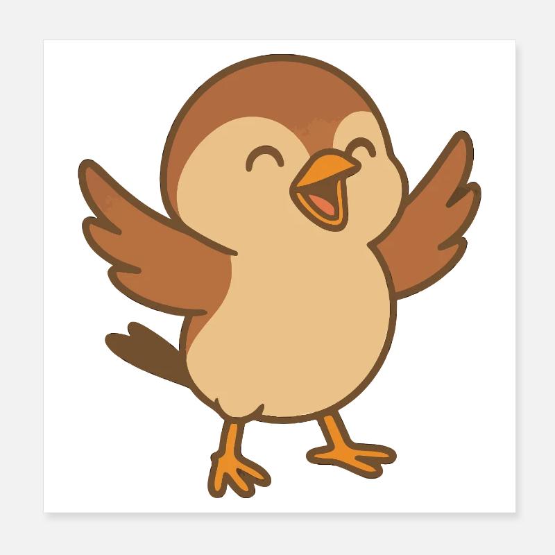 Kleiner Glücksspatz Poster 20x20 cm